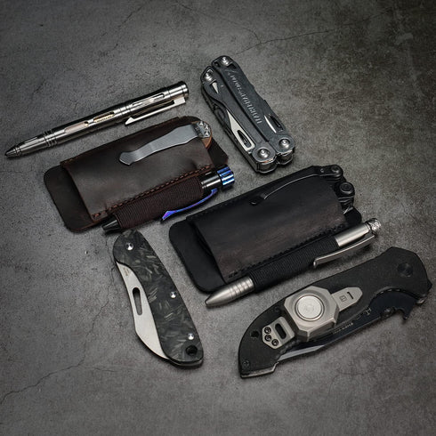 VIPERADE PJ33 Leather Knife Sheaths for Belt, Pocket Knife Holster, Horizontal Leather Knife Holder