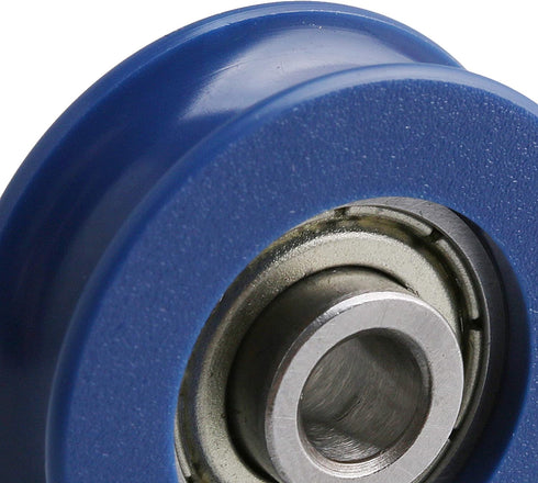 CNBTR 3mm Depth U-Type Blue Plastic Bearing Guide Pulley Wheel, Pack of 4