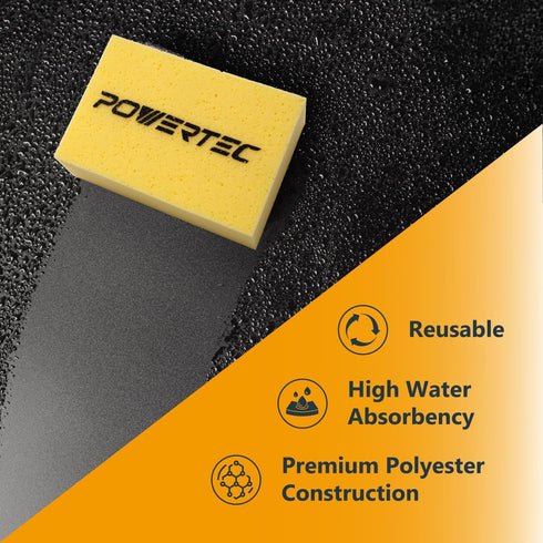 8PK (72106-P2) POWERTEC Large Square Grout Sponge Professional Tile Grout Removal Cleaning Sponge Heavy-Duty Absorbent