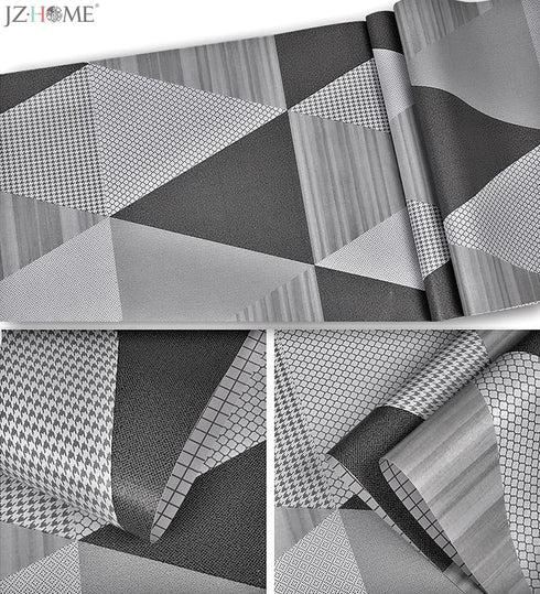 Y1337 Peel and Stick Wallpaper 17.7" x 9.8ft, Gray Geometric Triangle Self Adhesive Contact Paper for Home Decor