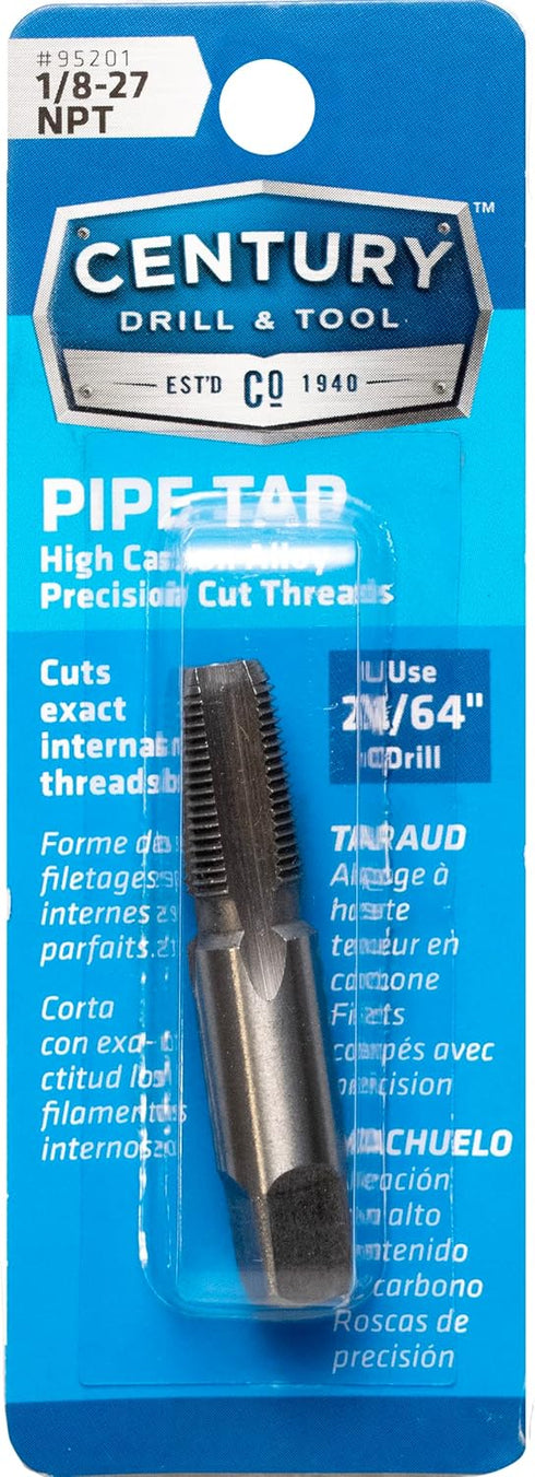 Carbon Steel Pipe Thread Tap, 1/8-27NPT, Century Drill & Tool 95201