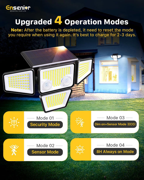 2600LM, IP65 279 4 4 270 2 Packs Ensenior Solar Lights Outdoor Motion Sensor Outdoor Light with Remote Control