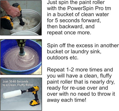Generic Smart Paint Roller Cleaning & Storage Tool Bundle PowerSpin Pro Roller Cleaner, CleanSweep Pro Paint Squeegee