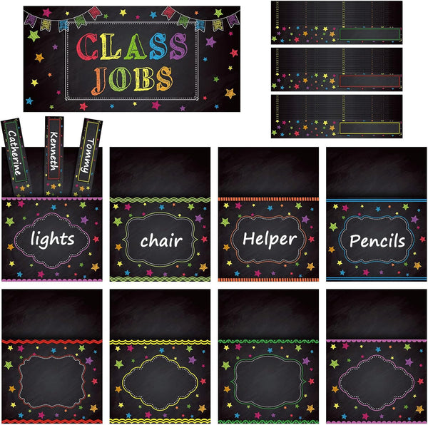 Zonon Colorful Class Jobs Pocket Chart Set for Classroom Bulletin Board Decoration, Teacher's Helper, Back to School