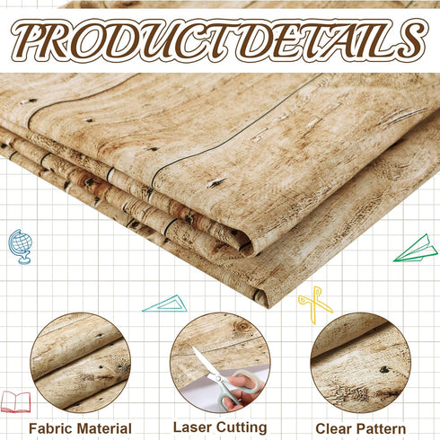 Bulletin Board Fabric 48'' x 107'' Class Fabric Everyone is Welcome Background Decor for Classroom, Rustic Wood