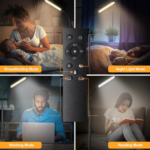 18W 1800LM Dimmable marctronic Floor Lamp, Super Bright LED Floor Lamp with Remote & Works with Smart Plug, Timing Eye