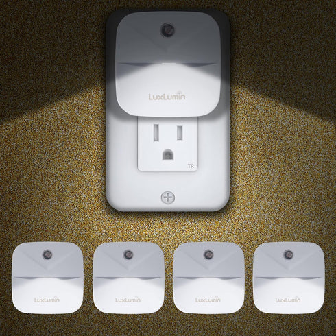 LuxLumin LED Night Lights Plug into Wall with Smart Dusk-to-Dawn Sensor, Automatically Turn