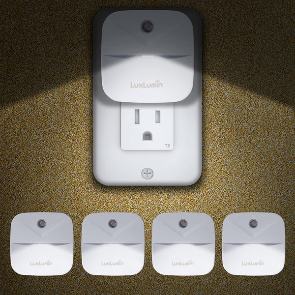 LuxLumin LED Night Lights Plug into Wall with Smart Dusk-to-Dawn Sensor, Automatically Turn