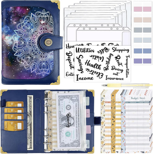 HOGGU Budget Binder with A6 Cash Zipper Envelopes for Budgeting, Cash Organizer, Savings Binder with Budget Sheets