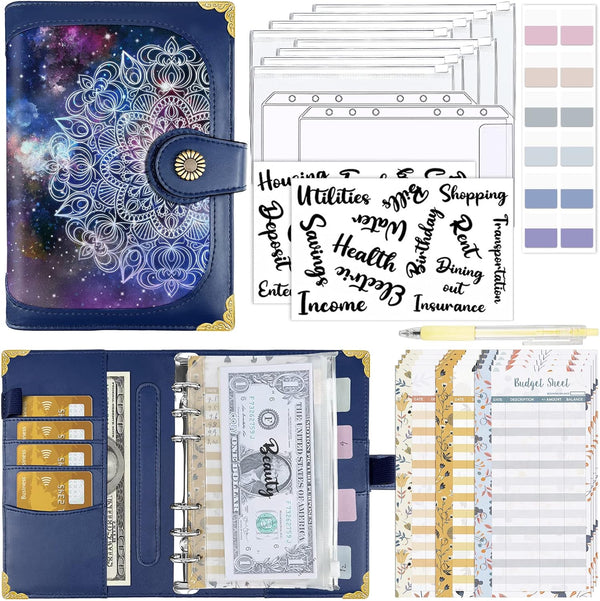 HOGGU Budget Binder with A6 Cash Zipper Envelopes for Budgeting, Cash Organizer, Savings Binder with Budget Sheets