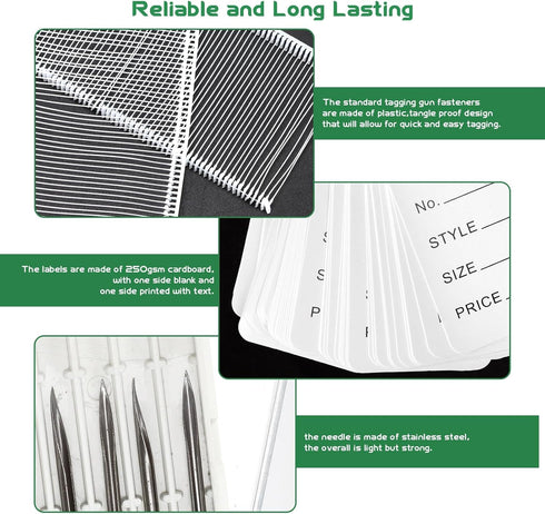 Clothing Tag Machine Kit, Garment Price Tag Attacher with 5 Steel Needles, 2000 White Barbs Fasteners, 500 Clothing