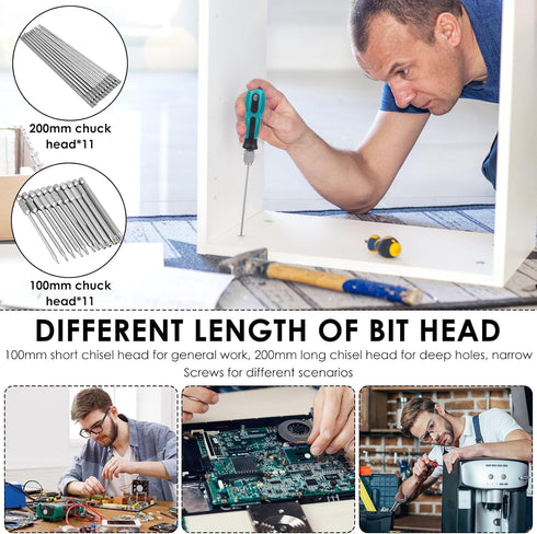 23pcs Set, Set (11x4" 11x8") T6-T40 S2 Torx Screwdriver Tamper Proof Torx Bit + With Bit Holder Ultra-Long Security