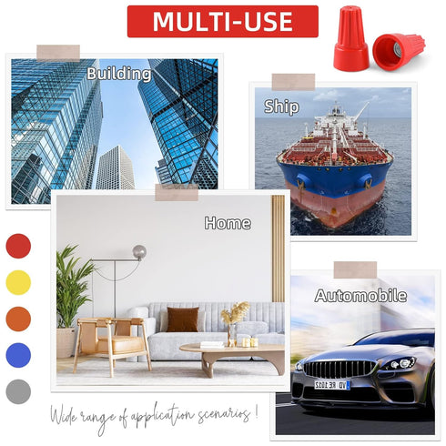 300 Pcs Red Wire Connector Nuts, Electric Wire Caps for Quick Connection (18-10 AWG) Insulating Insert Twist Connectors