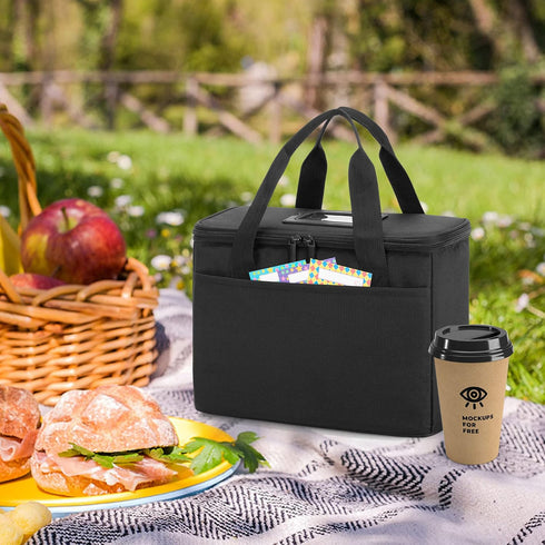 Trunab Reusable 3 Cups Drink Carrier - Insulated Drink Caddy Holder Bag for Delivery, Black