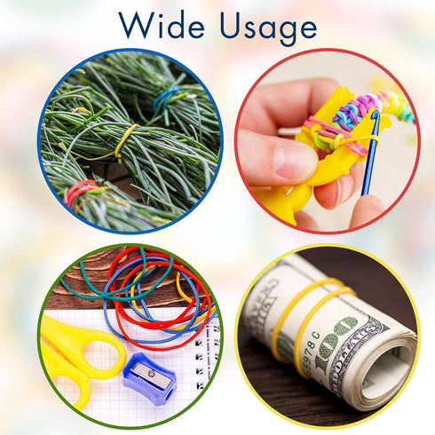 LotFancy 600PCS Rubber Bands, 1.77” (45mm) Durable Multicolor Elastic for Office Supplies
