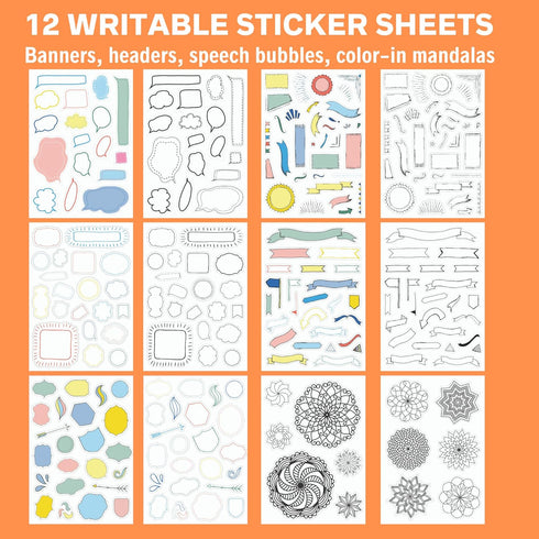 Ultimate Design Elements Planner Stickers Set - Value Pack of 24 Sheets, Clear Stickers, Banners, Arrows for Journals