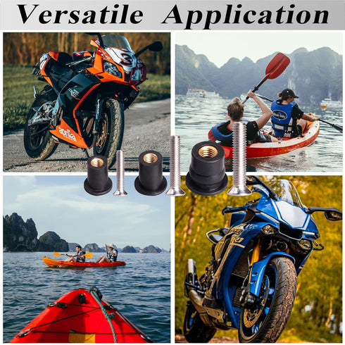 36 Pairs M4 M5 M6 Neoprene Well Nuts with Stainless Steel Screw, Rubber Well Nuts Kit for Kayak and Marine Accessories