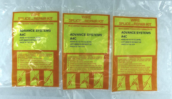 Advance E&I Inc. 3 x A4C Submersible Pump Wire Splice Kit Repair and Installation for #10#12#14 AWG, 4 Wires