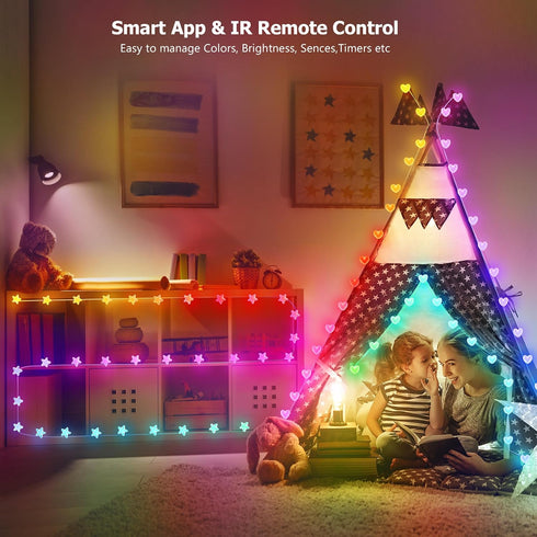 16.5ft 33 200+ Star String Lights, LED RGB Color Changing String Fairy Lights, Smart APP & IR Remote Control, Scene
