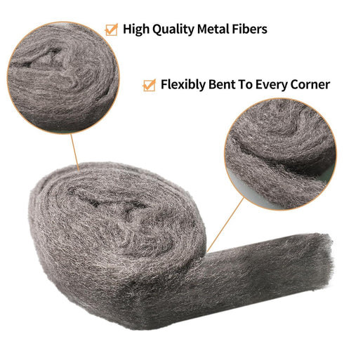Steel Wool for Mice Control, 4 Pack of 3.1"x13 Ft, Gap Filler for House & Garage, Keep Mice Away
