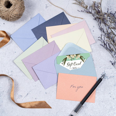 MATICAN 100-Count Mini Envelopes, Paper Business Card Envelopes in 10 Pastel Colors, 4 x 2.7 Inches