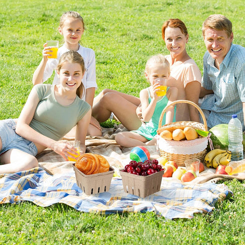 Naqqios 30pcs Produce Baskets Farmers Market - Thick Fruit Containers | Stackable Pulp Fiber Berry Basket