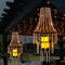 BAYN Hanging Candle Chandelier Outdoor, Battery Operated Clear Acrylic Beaded Chandelier with Flickering