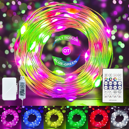 Aogist 24 Modes RGB Color Changing String Light with Remote and Timer,