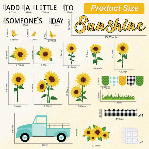 ZOIIWA Sunflower Bulletin Board Decorations Classroom Summer Sunflowers Truck Bulletin Board Back to School Set Summer Spring Flower Cutouts with Black Plaid Borders Wall Decor for School Home Office by ZOIIWA