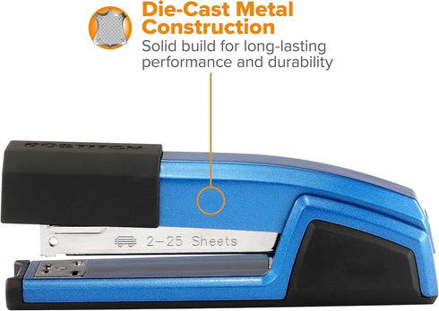 Bostitch Office Epic Metal 3 In 1 Stapler, 25 Sheet Capacity, Includes 210 Staples in Storage Compartment