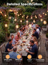25FT 25 G40 Bulbs, E12 SUNSGNE Brown Outdoor String Lights, Shatterproof LED Globe String Lights with LED Waterproof