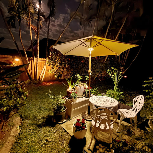 LATME 10-25 3 Patio Umbrella Light Rechargeable Umbrella Lights Hours Runtime,Umbrella Pole Light Lighting Modes