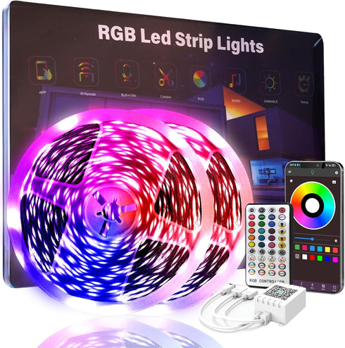 FBY 200 FT Led Lights for Bedroom (2 Rolls 100 FT), Music Synchronized