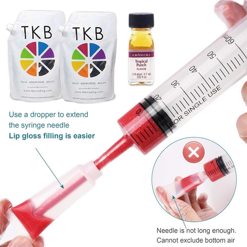 6 Pack Syringe Without Needle (60ml and 20ml), Large Plastic Syringes for TKB Lip Gloss Base, Scientific Labs
