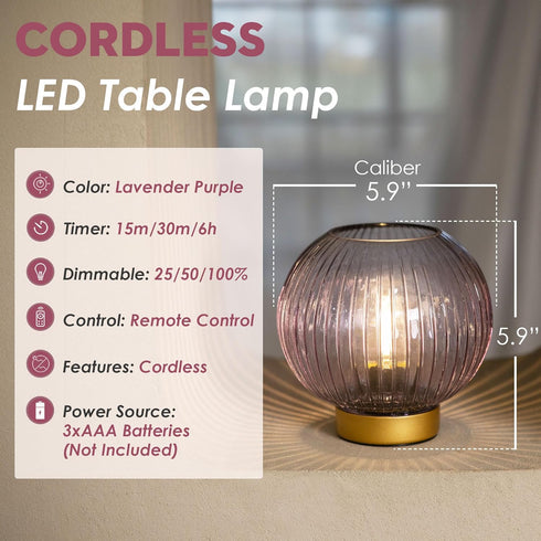 Dimmable ULAROOM Battery Operated Lamp with Remote Control, Cordless Table Lamps with Timer & Replaceable LED Blub