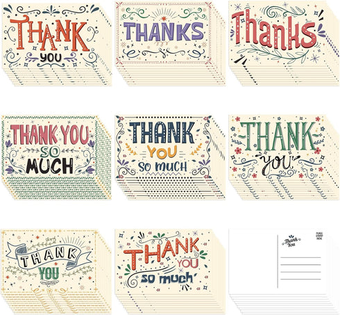 Junkin 80 Pack Thank You Postcards 4 x 6 Inch Thanks Blank