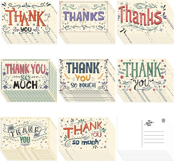 Junkin 80 Pack Thank You Postcards 4 x 6 Inch Thanks Blank