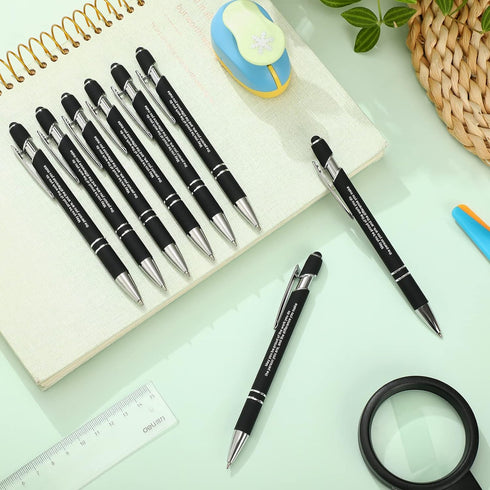 Teling 20 Pcs Inspirational Quote Pens, Motivational Ballpoint Pen with Soft Stylus Tip for Coworkers (Black)