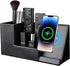 KINGFOM PU Leather Desk Organizer with Wireless Charging Station, 10W Charger for iPhone 14/14 Pro/13/12/Samsung Galaxy
