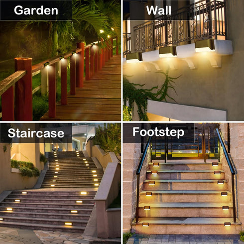 BKBB PPBB 16 Solar Deck Lights Outdoor, Pcs Solar Step Lights, Waterproof LED Solar Lights for Outdoor Stairs, Step