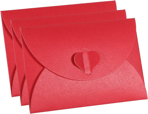 PATIKIL 12 Pack Gift Card Envelopes, Heart Shaped Clasp Mini Holders for Birthdays Weddings, Red