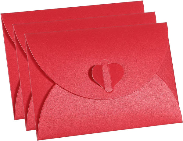 PATIKIL 12 Pack Gift Card Envelopes, Heart Shaped Clasp Mini Holders for Birthdays Weddings, Red