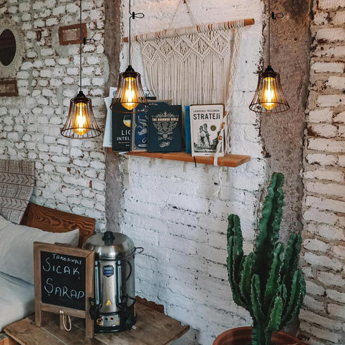 3X 4*AA Outdoor Chandelier Pendant Light for Gazebo Battery Operated Boho Hanging Lamp with Remote Decorative Lights