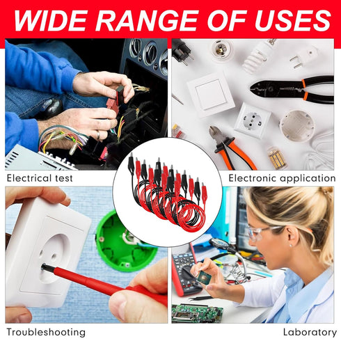 8 Groups Insulated Alligator Clips Electrical Test Leads, 1M Double-Ended Jumper Wires for Circuit Connection Experiment