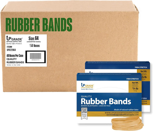 UPG22964PK2 Rubber Bands - Upgrade Office Supply, Size #64 (3-1/2" x 1/4"), 4 oz. Boxes (2 Pack), Natural Crepe
