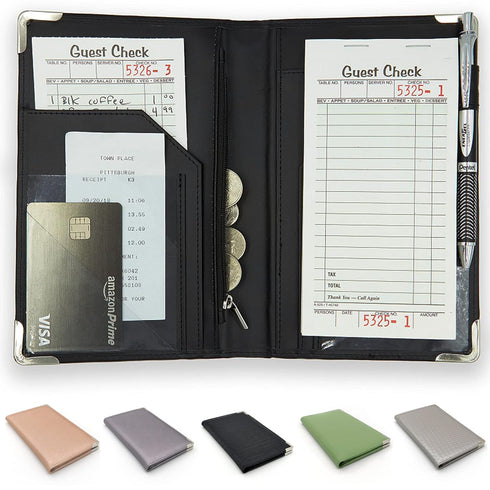 Professional Dual Core Server Book for Waitress, Deluxe Organizer with Metal Corners, Sturdy Surface, Server Books