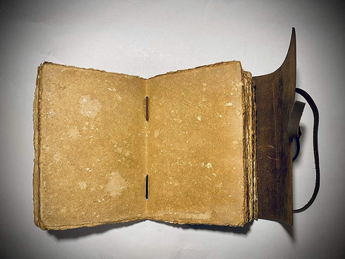 Vintage Leather Journal - 200 Pages Deckle Edge Rustic Paper, Unlined Book of Shadows, Grimoire, Sketchbook (Dark