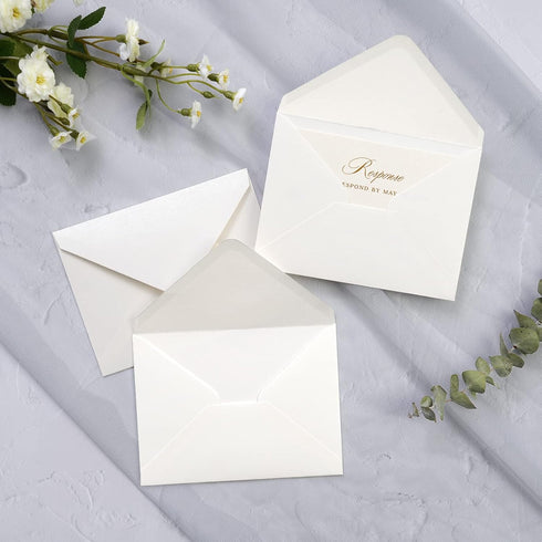 PONATIA 50 Pack A1 Envelopes, 3 5/8 x 5 1/8 Inches Ivory Envelopes Perfect for Weddings Cards, RSVP Cards, Response Cards, Baby Showers, Thank You Notes, Photos and any 3.5x5" inserts by ponatia