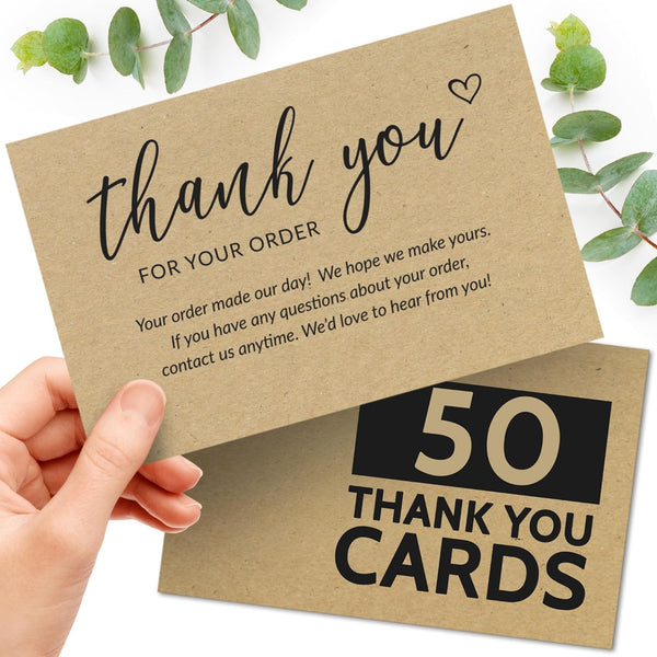 T MARIE 50 Large 4x6 Kraft Thank You Cards Small Business Supplies