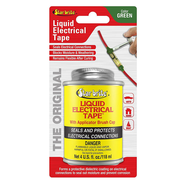 STAR BRITE Liquid Electrical Tape with Applicator Brush Cap, Green, 4 OZ.